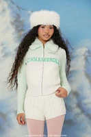 Chandail en similifourrure à imprimé Cinnamoroll avec fermeture glissière