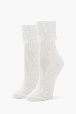 Ribbed Knit Lace Crew Socks