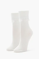 Ribbed Knit Lace Crew Socks