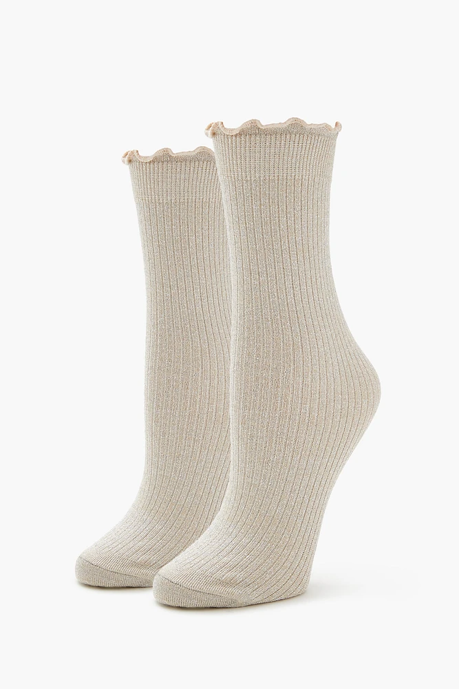 Ribbed Lettuce Edge Crew Socks