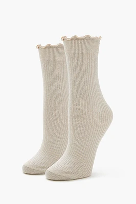 Ribbed Lettuce Edge Crew Socks