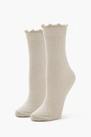 Ribbed Lettuce Edge Crew Socks