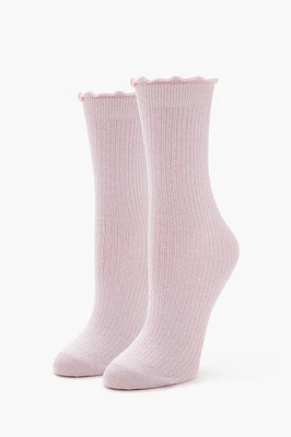 Ribbed Lettuce Edge Crew Socks