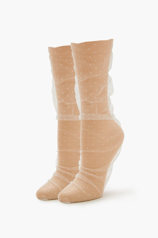 Sheer Clip Dot Crew Socks