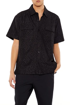Haut boutonné texturé avec motif géométrique
