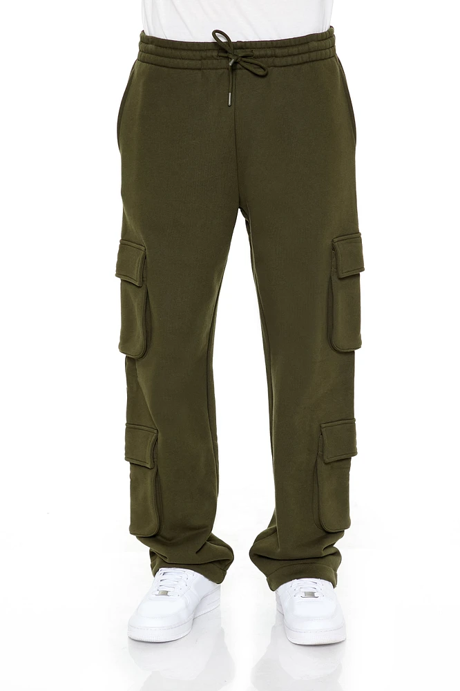 Jogger cargo en tissu bouclette avec poches