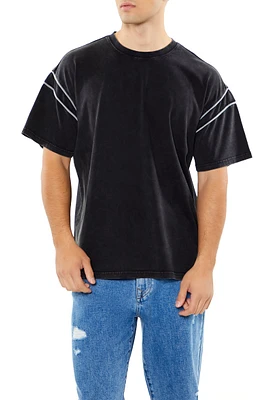 T-shirt délavé avec liséré passepoilé