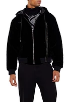 Blouson à capuchon en velours avec chaîne pour portefeuille