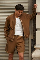 Blouson d'aviateur à effet délavé huilé