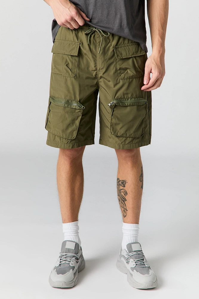 Zipper Pocket Drawstring Cargo Short