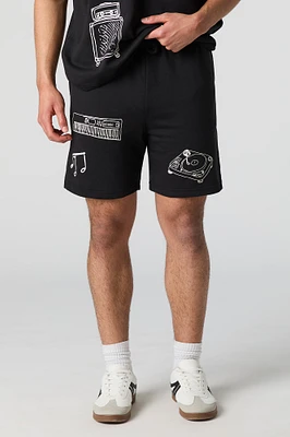 Short en tissu bouclette à imprimé Music