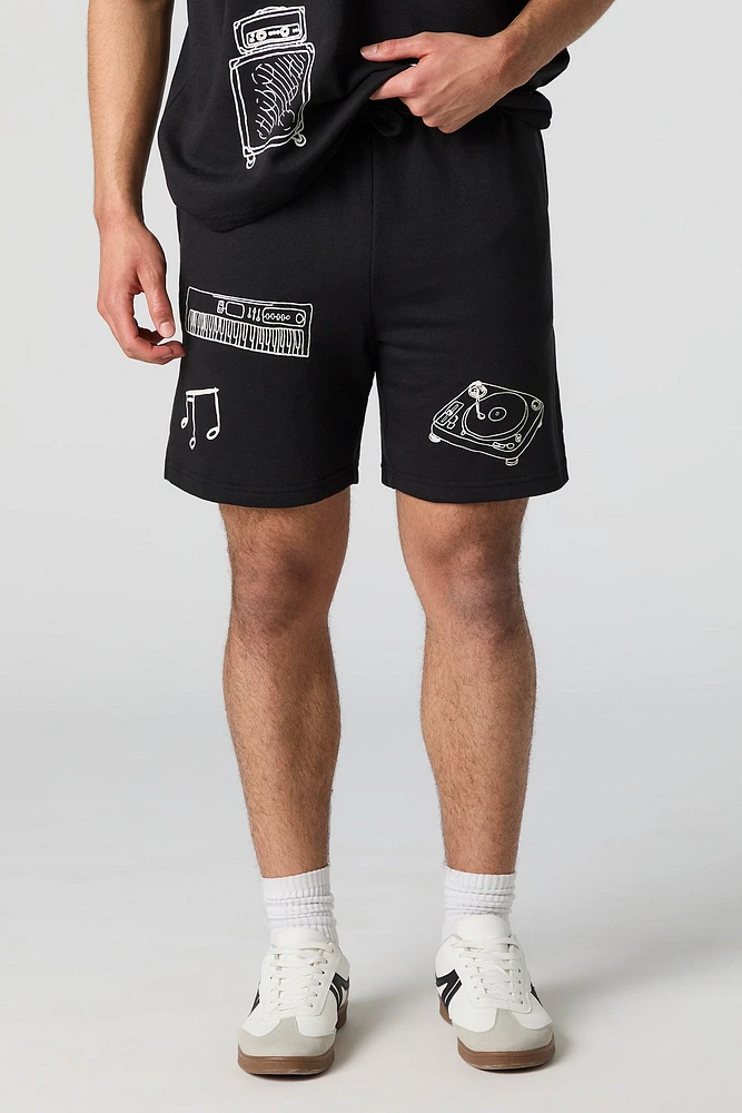 French Terry Music Print Short