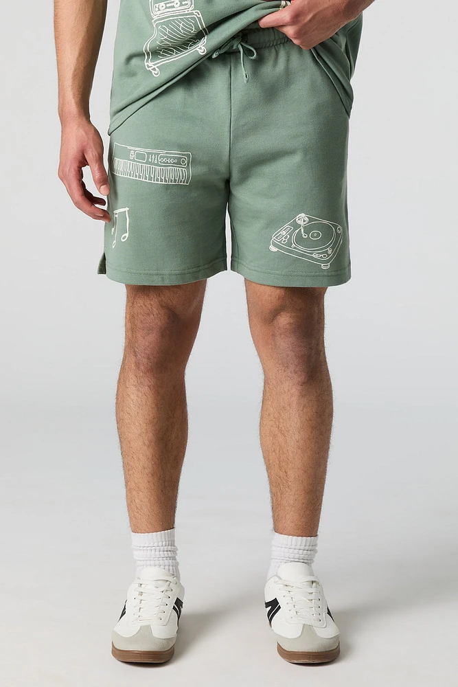 French Terry Music Print Short
