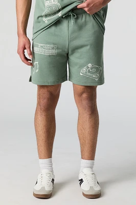 French Terry Music Print Short