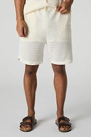 Textured Waffle Knit Drawstring Short
