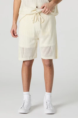 Patch Open Knit Drawstring Short