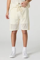 Patch Open Knit Drawstring Short