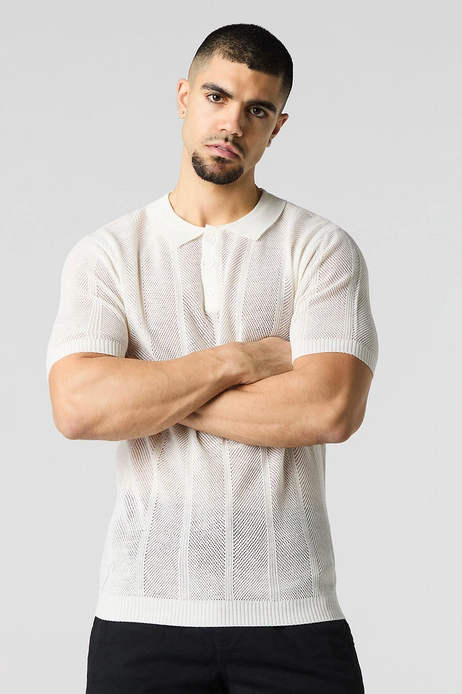 Polo en tricot ajouré textur