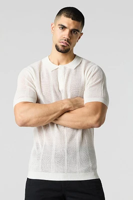 Polo en tricot ajouré textur