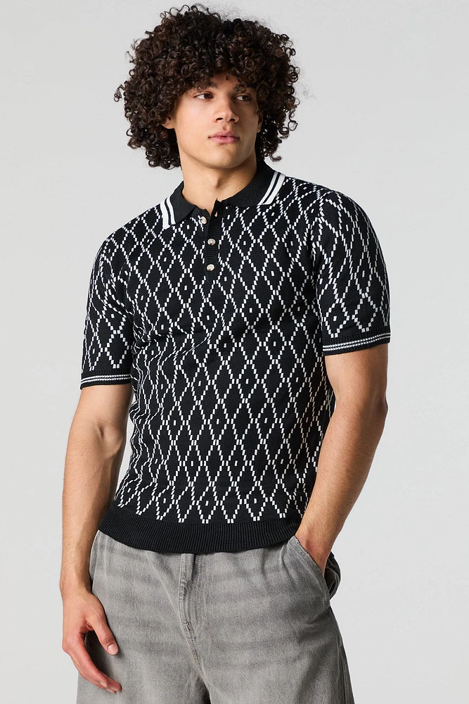 Diamond Jacquard Knit Polo