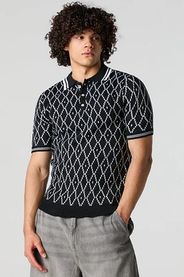 Diamond Jacquard Knit Polo