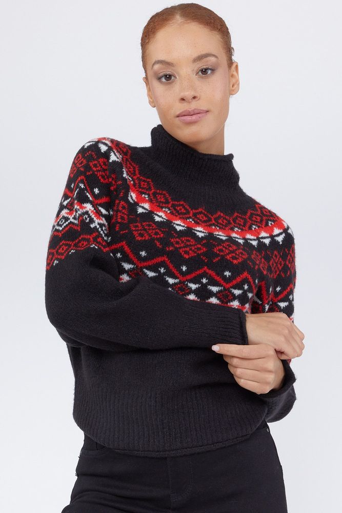 Urban Planet Christmas Fairisle Knit Turtleneck Sweater | Black | | Womens