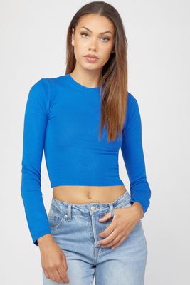Urban Planet Crop Long Sleeve Sweater Top | Royal Blue | | Womens