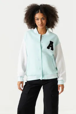 Urban Planet Athletics Graphic Oversized Varsity Jacket Hoodies | Aqua | | Womens