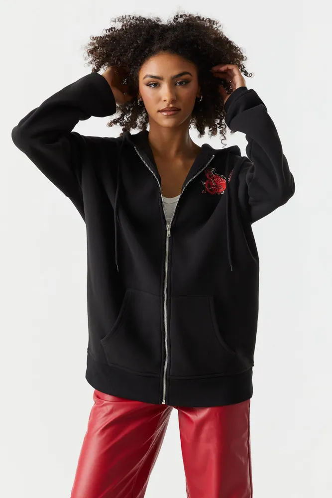 Stitches Ladies Dragon Graphic Oversized Fleece Zip Hoodie | Galeries de la  Capitale