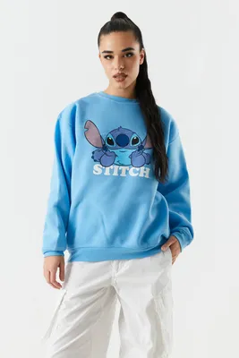 Urban Planet Stitch Graphic Fleece Sweatshirt | Blue | | Womens