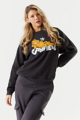 Urban Planet Garfield Graphic Fleece Sweatshirt | Charcoal | | Womens
