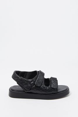 Urban Planet Quilted Velcro Band Platform Sandal | Black | | Womens