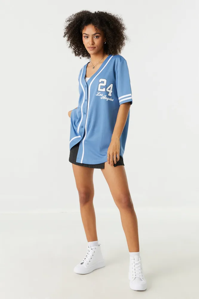 Button Front Baseball Jersey Dress