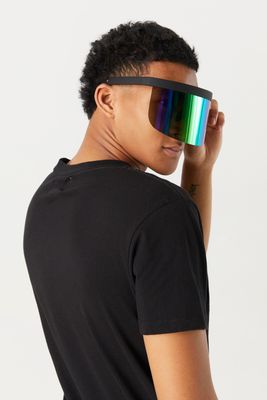 Urban Planet Soft Touch Oversized Shield Sunglasses | Black | Mens