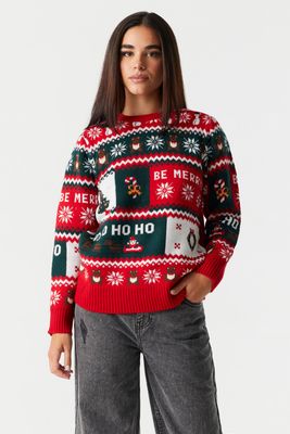 Urban Planet Patch Knit Christmas Sweater | Red | | Womens