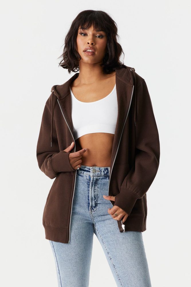 brown oversized zip up jacket