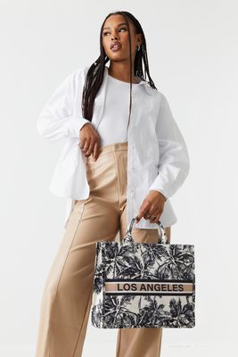 Urban Planet Los Angeles Graphic Palm Print Tote Bag | Black | Womens