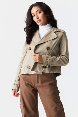 Urban Planet Double Breasted Crop Trench Jacket | Sand | | Womens
