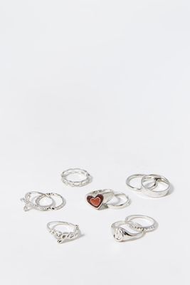 Urban Planet Sliver Angel Ring Set (10 Pieces) | Silver | / | Womens