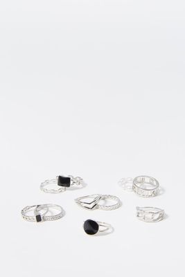 Urban Planet Assorted Black Charm Chain Ring (10 Pack) | Silver | XS/S | Womens