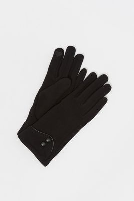 Urban Planet Button Cuff Dressy Gloves | Black | S/M | Womens