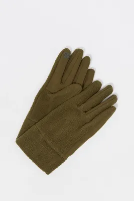 Urban Planet Polar Fleece Touchscreen Gloves | Dark Green | M/L | Womens