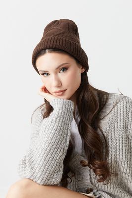 Urban Planet Brushed Cable Knit Beanie Hat | Brown | Womens