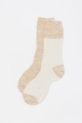 Urban Planet Colour Block Soft Socks (2 Pack) | Oatmeal | Womens