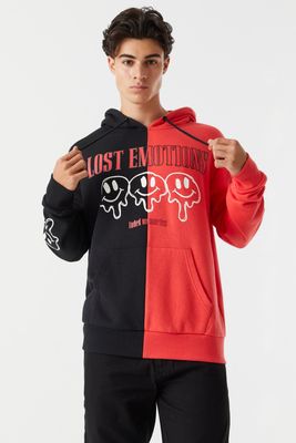 Urban Planet Spliced Lost Emotions Graphic Hoodie | Red | | Mens