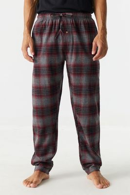 Urban Planet Burgundy Flannel Drawstring Pajama Pant | Charcoal | | Mens