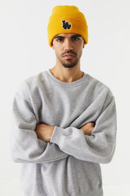 Urban Planet Embroidered LA Beanie Hat | Yellow | Mens