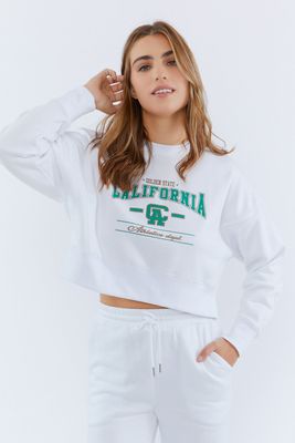 Urban Planet California Graphic Crop Sweatshirt | White | | Womens