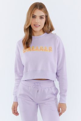 Urban Planet Dreamer Graphic Crop Sweatshirt | Lilac | | Womens
