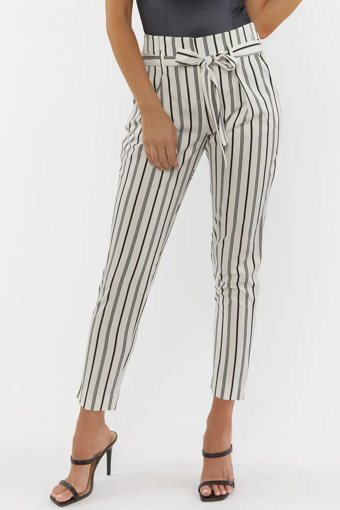 Striped paperbag pants with belt  GATE